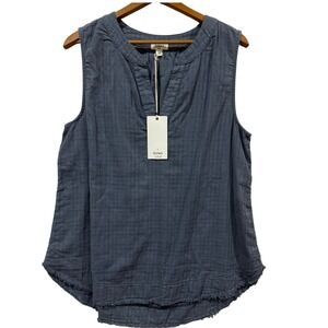 Dylan Womens Vntg Navy Crinkle Cotton Gauze Sleeveless Top 95W47DWP Large NWT